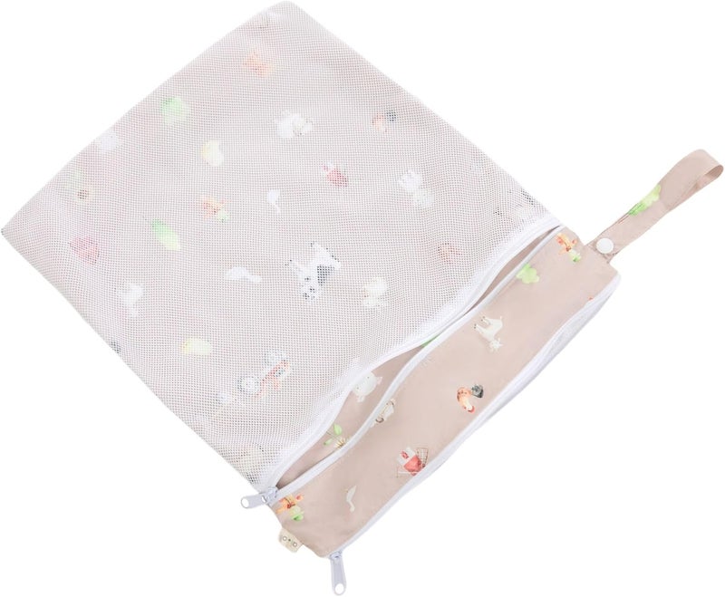 Ali+Oli Water Resistant Dual-Compartment Wet-Dry Bag for Travel, Hook to Stroller, Daycare, Diapers, Diaper Bag, Clutch Bag,15x12 inches (Farm) - Image 4